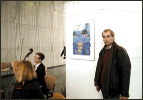 Charly Banana u. sein Kunstwerk.